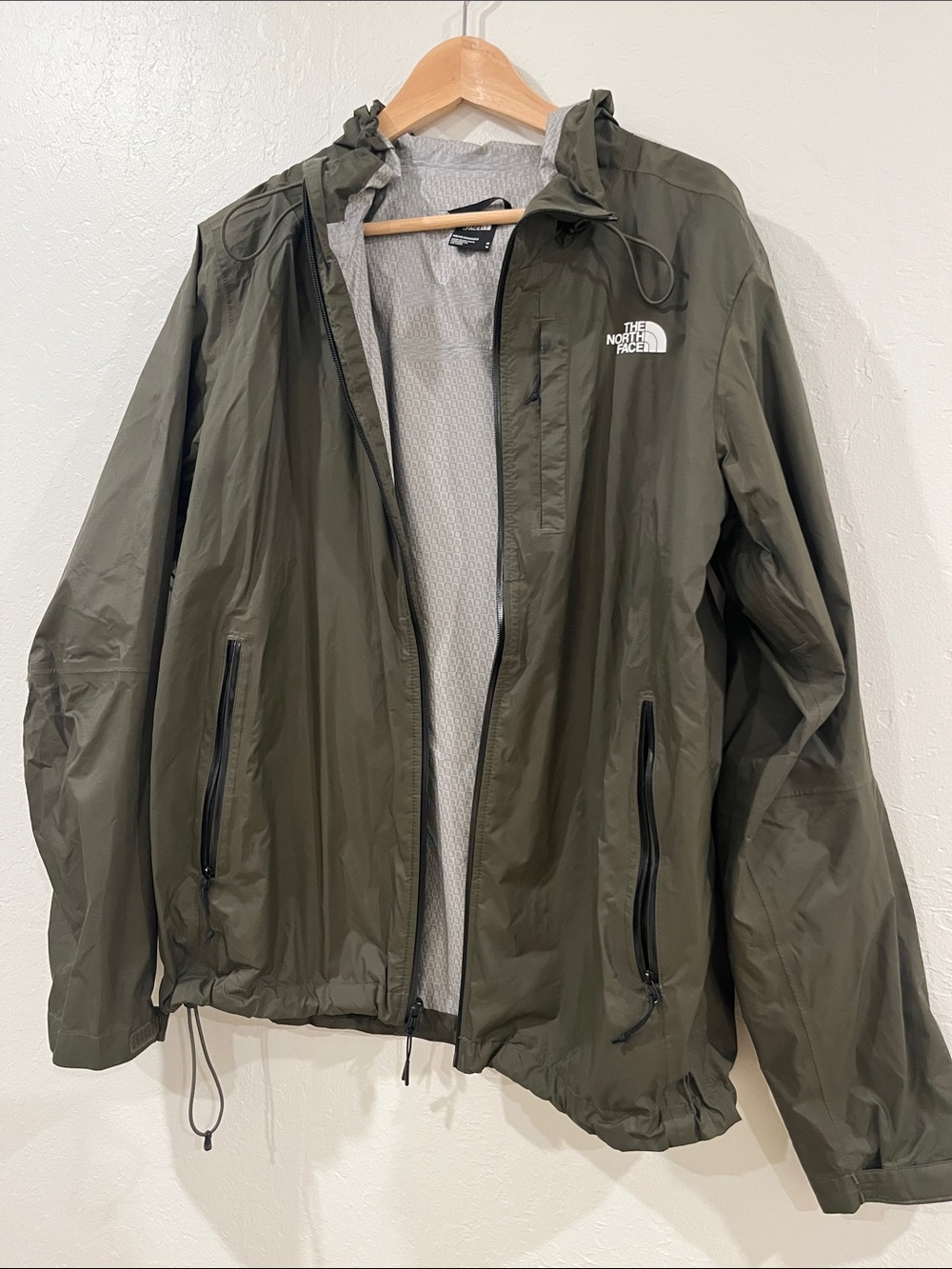 The North Face Men's Hooded Olive Rain Shell Jacket